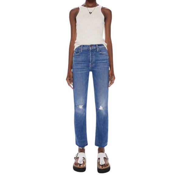 NEW MOTHER the tomcat ankle fray jeans in globe trotter